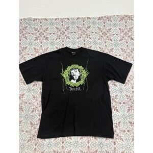 Trauma Graphic T-Shirt Mens Large Black Neon Green Portrait Streetwear Tee